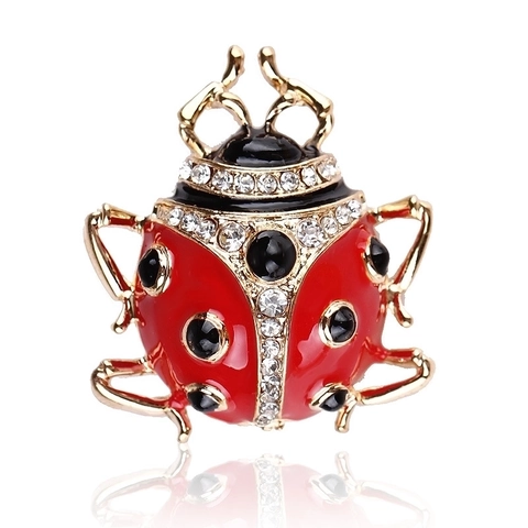 Spilla a Forma di Coccinella in Lega Smalto con Strass Insetto Animale Accessorio per Donna Gioielli Regalo