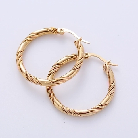 Twisted Hoop Earrings 304 Stainless Steel 18K Gold Plated Spiral Texture Elegant Fashion Jewelry For Women