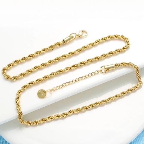 Stainless Steel Rope Chain Necklace Minimalist Twisted Link Tarnish Resistant DIY Jewelry Accessory For Men Women