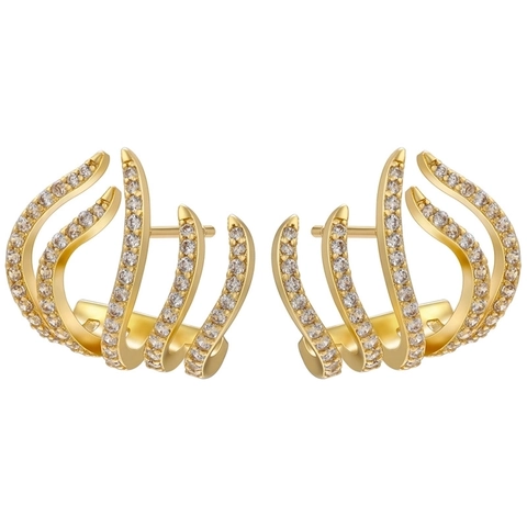Geometrische Oorknopjes Van 18K Verguld Messing Met Micro Pave Zirkonia Mode Sieraden Voor Dames