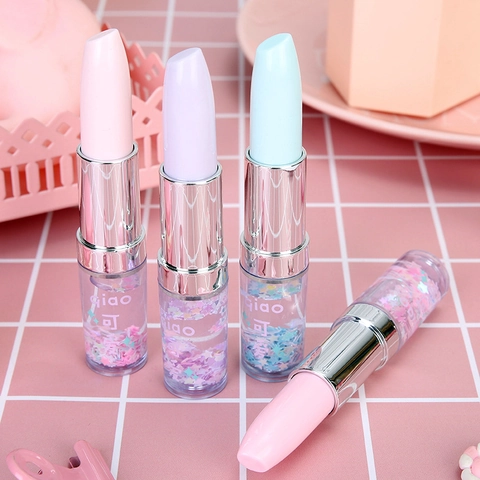 Stylo Gel En Forme De Rouge À Lèvres Avec Paillettes Mouvantes Fournitures Scolaires Créatives Pour Filles
