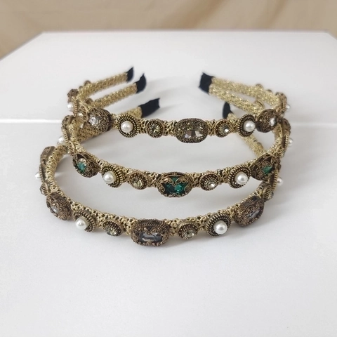 Barock Strass Künstliche Perlen Stirnband Vintage Gold Gewebte Legierung Haarreif Für Frauen Elegante Hochzeit Party Haarschmuck