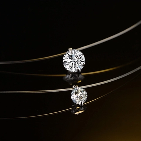 Minimalistische Transparente Angelschnur Halskette Mit Rundem Zirkonia Anhänger Kupfer Basis Unsichtbare Kette Damen