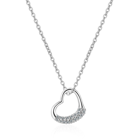 Collar Con Colgante De Corazón Cobre Con Circonita Cúbica Brillante Joyería De Moda Simple Para Mujer Accesorio Elegante