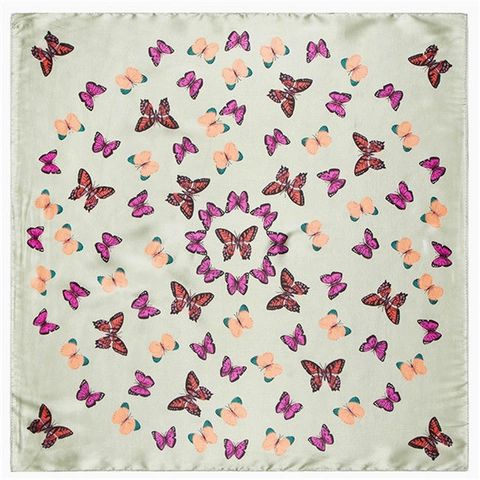 Women's Fashion Satin Square Scarf Butterfly Print Decorative Neck Scarf Lightweight Satin Gloss Hair Wrap Scarf For Women