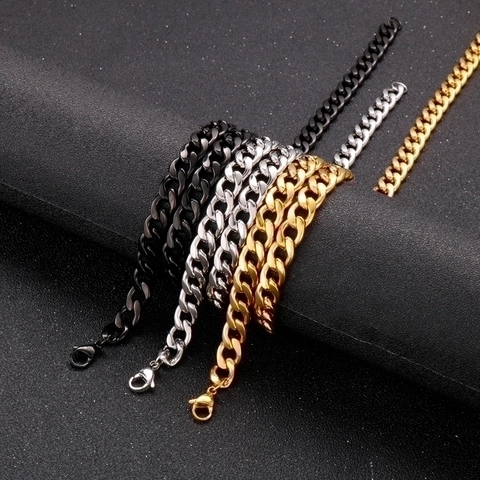 Collar De Cadena De Eslabones Cubanos De Acero Inoxidable Pulido Joyería De Moda Hip Hop Streetwear Para Hombres Unisex