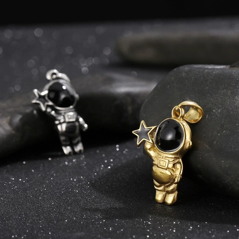 Astronaut Hanger Ketting Roestvrij Staal Ruimtevaarder Ster Hip Hop Trendy Punk Sieraden Voor Mannen Vrouwen