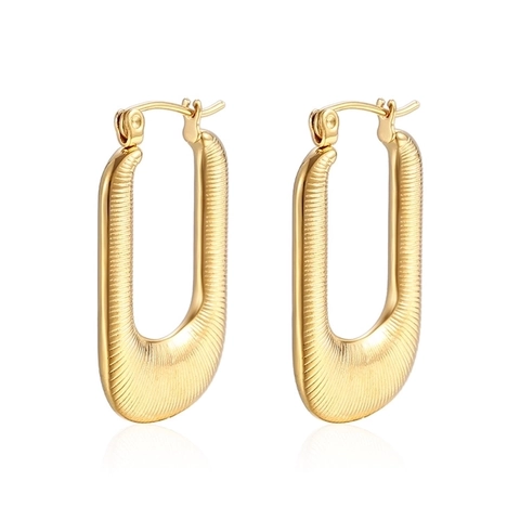 Orecchini In Acciaio Inossidabile A Forma Di U Da Donna Texture A Righe Minimalista Orecchini Rettangolari In Acciaio Al Titanio Gioielli Di Moda