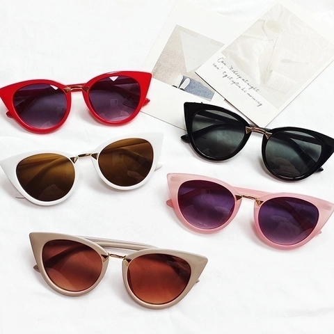 Retro Katzenaugen Sonnenbrille Damen UV400 Polarisiert PC Rahmen Mit Metallbrücke Vintage Kleine Brille Streetwear