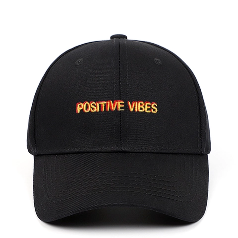 Καπέλο Τζόκεϊ Με Κέντημα Positive Vibes Βαμβακερό Ρυθμιζόμενο Αθλητικό Καπέλο Για Άνδρες Γυναίκες