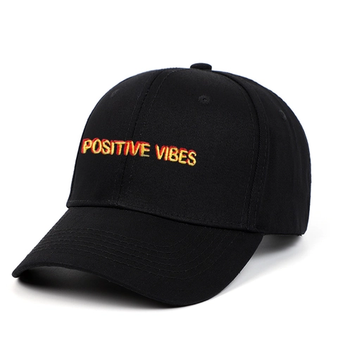 Καπέλο Τζόκεϊ Με Κέντημα Positive Vibes Βαμβακερό Ρυθμιζόμενο Αθλητικό Καπέλο Για Άνδρες Γυναίκες