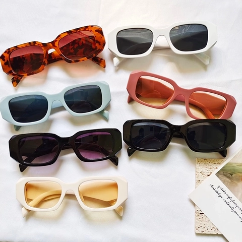 Square Sunglasses PC Lens Resin Frame Thick Leg UV400 Protection Retro Fashion Morandi Color For Women