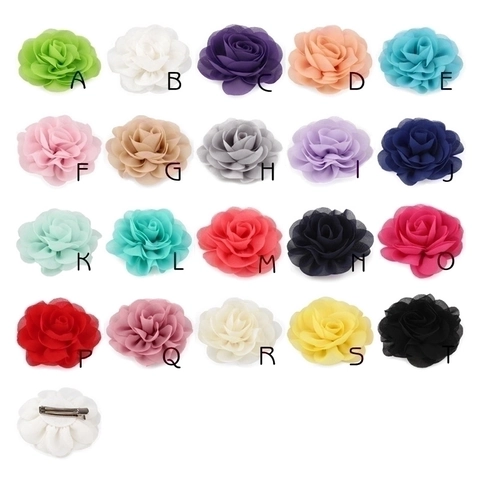 Kids Chiffon Fabric Flower Hair Clips Rose Camellia Shape Duckbill Iron Clip Girls Boutique Headwear Pretty