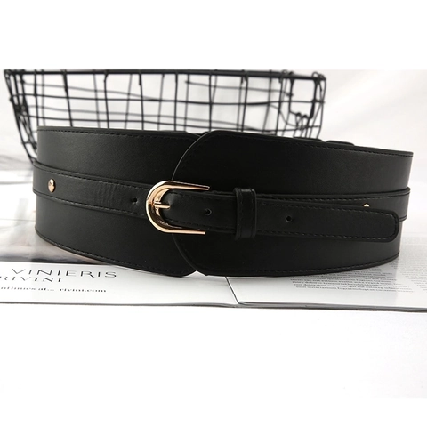 Ceinture Corsage Large Pour Femmes Cuir PU Taille Élastique À Clous Vintage Ceinture Décorative Avec Boucle En Alliage