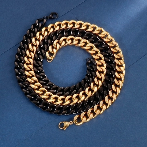 Collana A Catena A Maglia Cubana In Acciaio Inossidabile Lucidato Chiusura A Moschettone Stile Hip Hop Punk Gioielli Per Uomo