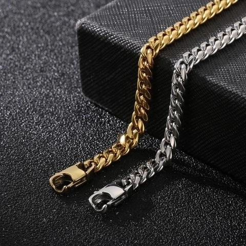 Pulsera De Cadena Cubana De Acero Inoxidable Pulido Estilo Hip Hop Joyería De Moda Para Hombre Y Mujer Accesorio