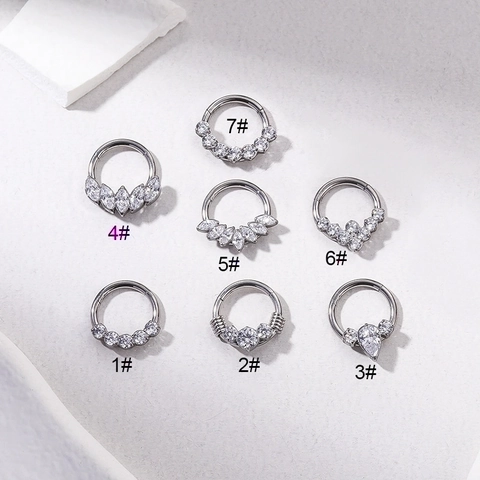Titanium Klappring Clicker Cubic Zirkonia Ohrknorpel Piercing Schmuck Nasenseptum Reifen Mode Für Frauen