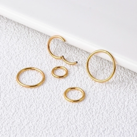 Titanium Hinged Segment Ring Smooth Nose Hoop Lip Piercing Earring Jewelry For Women Men Hypoallergenic European Style