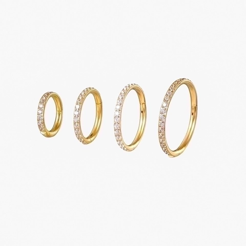 G23 Titanium Hinged Segment Ring Nose Hoop Piercing Jewelry Cubic Zirconia Inlaid Ear Cartilage Helix Septum Clicker