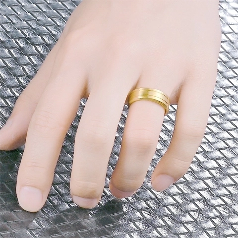 Bandring Titanstahl Matt Gebürstet Doppelrille Polierte Kante Unisex Modeschmuck
