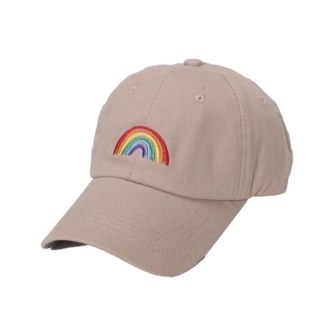 Rainbow Embroidered Cotton Baseball Cap Adjustable Sun Protection Dad Hat For Women Men Casual Outdoor Hip Hop Style