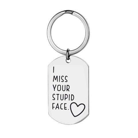 Grappige Roestvrijstalen Sleutelhanger I Miss Your Stupid Face Hart Gegraveerde Sleutelring Cadeau Voor Vrienden Koppels