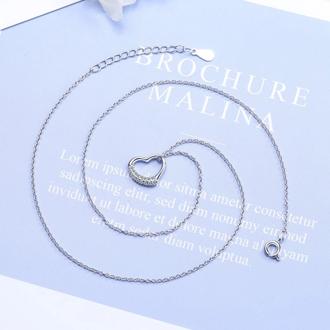 Collar Con Colgante De Corazón Cobre Con Circonita Cúbica Brillante Joyería De Moda Simple Para Mujer Accesorio Elegante