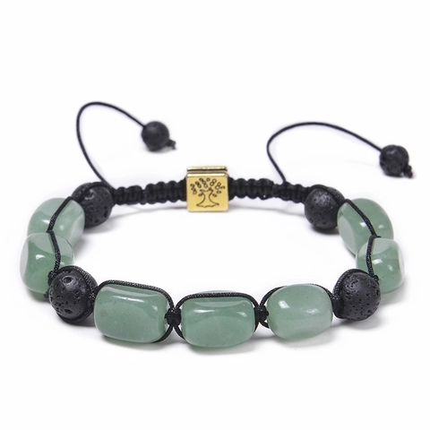 Natural Stone Bracelet Handmade Braided Lava Rock Tree Of Life Charm Adjustable Chakra Jewelry Women Men