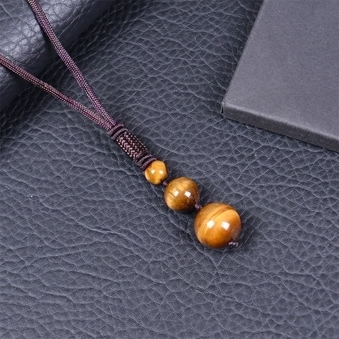 Natural Tiger Eye Amethyst Obsidian Stone Pendant Necklace And Braided Rope Bracelet Adjustable Handmade Jewelry Unisex