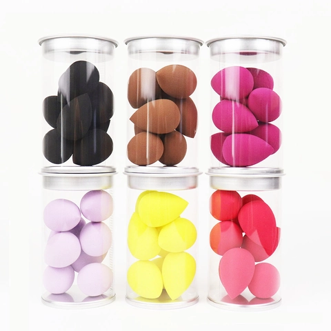 Mini Éponges Maquillage Hydrophiles Sans Latex Beauty Blender Gonfle À L Eau Forme Goutte D Eau Doux Applicateur En Pot
