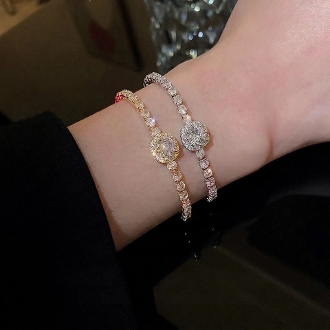 Elegant Zircon Bracelet Alloy Rhinestone Adjustable Pull Clasp Minimalist Luxury Jewelry For Women Gift