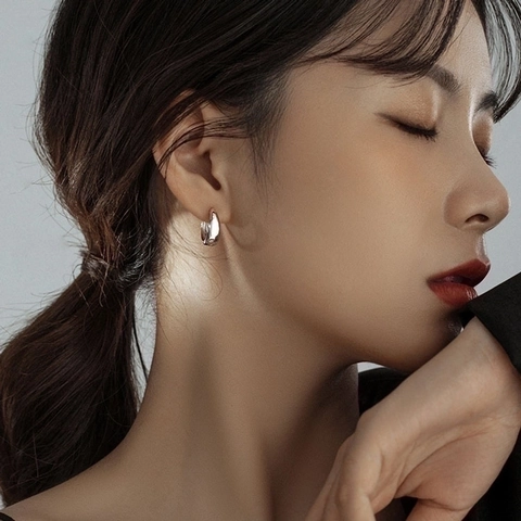 Hoop Earrings With 925 Sterling Silver Earring Post Minimalist Geometric Round Style Copper Jewelry For Women