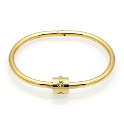 Titanium Staal Strass Open Bangle Armband Voor Mannen Vrouwen Gepolijst Cilindrisch Schroefontwerp Mode Sieraden Bangle