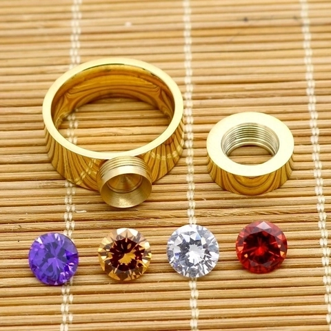 Stainless Steel Ring With Interchangeable Round Zircons 18K Gold Plated Wide Band DIY Jewelry For Women
