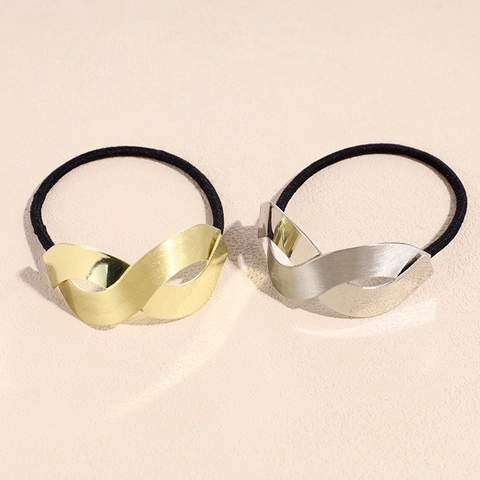 Coleteros Minimalistas De Metal Geométrico Mujeres Gomas De Pelo Elásticas Coleta Oro Plata Accesorios Aleación Simple