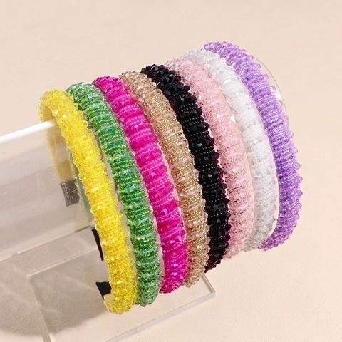 Baroque Rhinestone Beaded Headband Vintage Crystal Pave Non-slip Hair Band Elegant Sparkly Hair Hoop For Women Girls Fashion Accessories