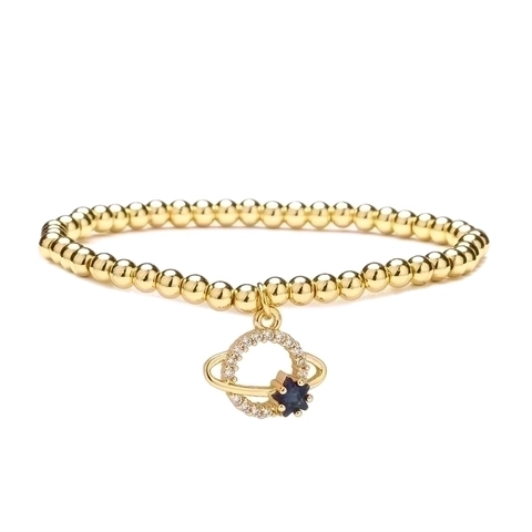 Bracciale Con Ciondoli A Perline Moda Rame Ottone Con Zircone Micro Pave Perla Artificial Sintetica Malocchio Croce Farfalla Luna Stella