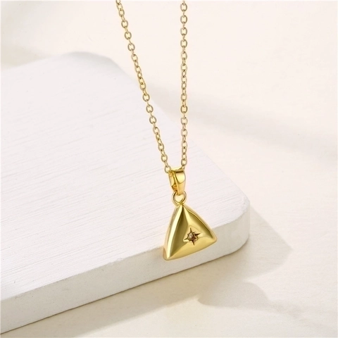 Geometrische Dreieck Anhänger Halskette Edelstahl Mit Zirkonia Sternschliff Minimalistischer Punk Schmuck Für Damen
