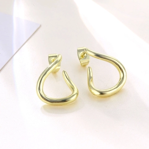 Boucles D'oreilles Créoles Torsadées Avec Tige En Argent Sterling 925 Style Français Géométrique Forme C Couleur Or