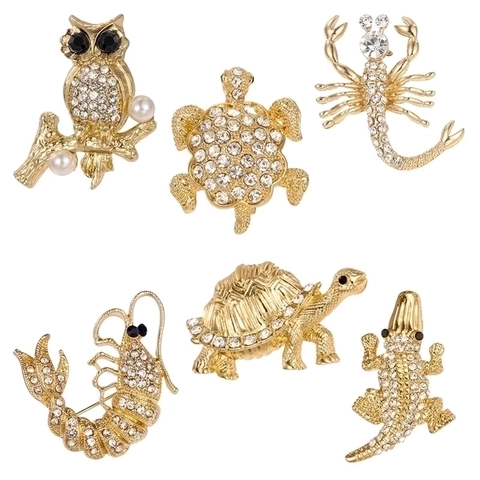 Spilla a Forma di Animale Gufo in Lega Vintage Con Strass Intarsiati Spilla da Colletto alla Moda per Donna Uomo Gioielli