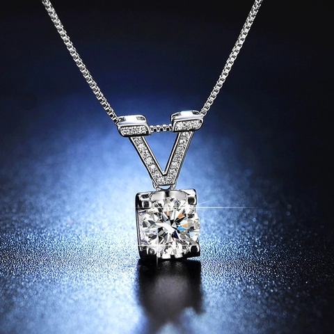 Round Brilliant Cut Zirconia Pendant Necklace Copper Silver Plated Clavicle Chain Geometric Heart Flower Design Women