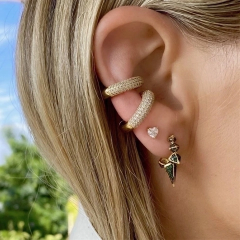 C-Shaped Ear Cuff Copper And Cubic Zirconia Non Piercing Jewelry Fashion Luxury Clip On Earring For Women Elegant