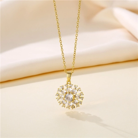 Schneeflocke Anhänger Halskette Edelstahl Zirkon Filigran Schlüsselbeinkette Weihnachten Schmuck Geschenk Für Damen