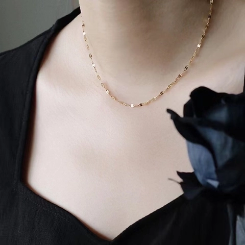 Collar De Cadena De Labios De Acero Inoxidable Minimalista Elegante Retro Moda Estilo OL Joyería Cadena Simple Para Mujeres