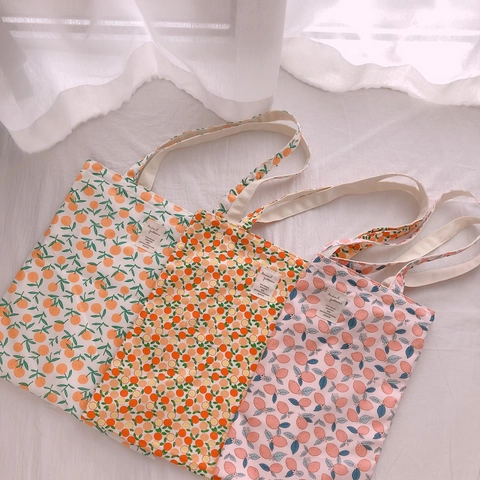 Sac Fourre-Tout En Toile De Coton À Imprimé Fleuri Femmes Grande Capacité Sac À Main Bandoulière Frais Doux Casual