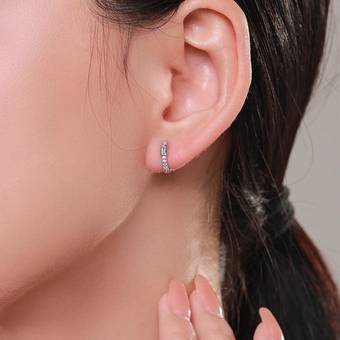 Orecchini A Cerchio In Argento Sterling 925 Minimalisti Con Zirconia Rettangolare Gioielli Geometrici Da Donna Stile Moderno