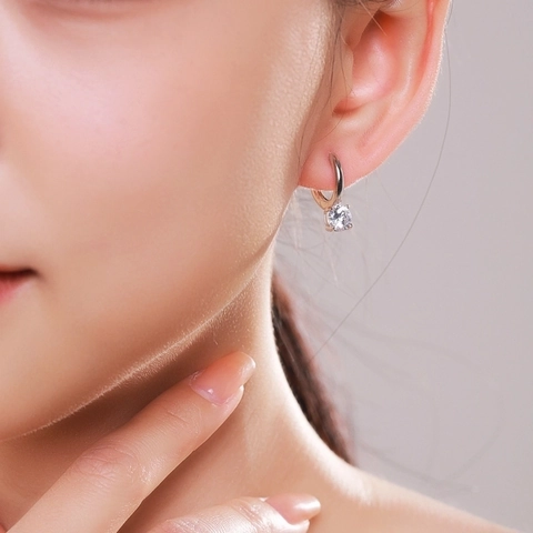 Orecchini A Cerchio Con Zircone Tondo Argento Sterling 925 Per Donna Gioielli Luccicanti Minimalisti Regalo