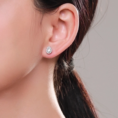 925 Sterlingsilber Wassertropfen Ohrstecker Für Damen Klare Strass Halo Ohrringe Elegante Mode Schmuck Geschenk
