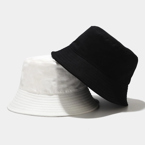 Reversible Cotton Canvas Bucket Hat Solid Color Sun Protection Wide Brim Flat Top Summer Outdoor Sun Hat Unisex