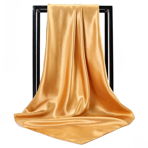 Elegant Satin Square Scarf Satin Feeling Solid Color Hair Bandana Headscarf Neck Scarf For Women